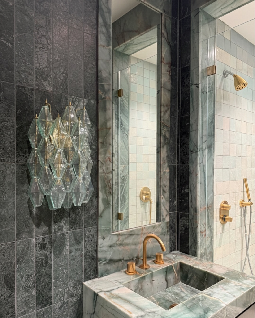 A green marble spa bath in Lawrence